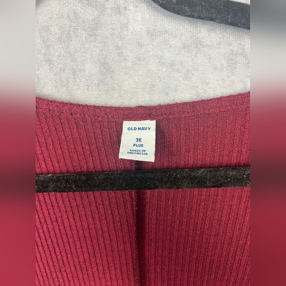 Old Navy Burgundy Wrap Dress Rib-Knit V-Neck Plus-Size Midi Wrap Dress Size 3X - Picture 7 of 13